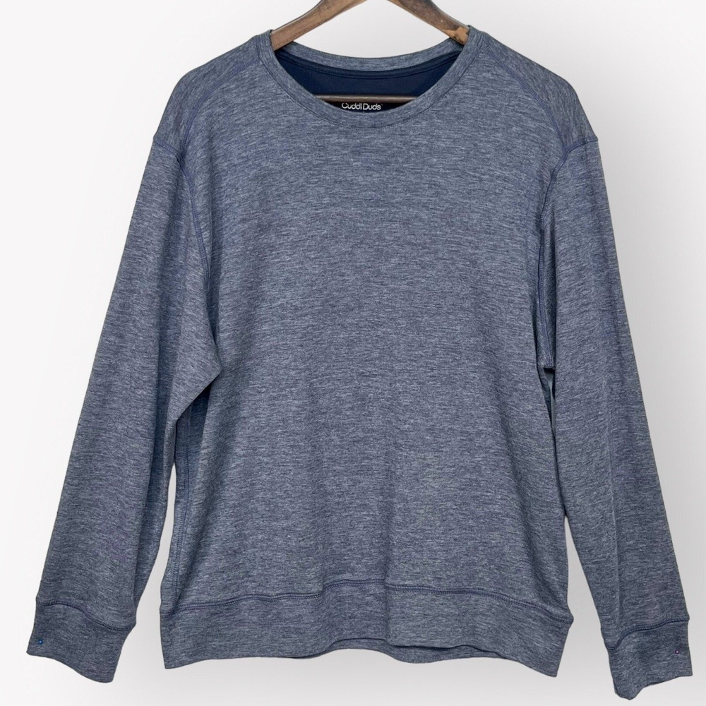 Cuddl Duds Womens Blue Heather Crewneck Long Sleeve Sweatshirt CD8521012 Large